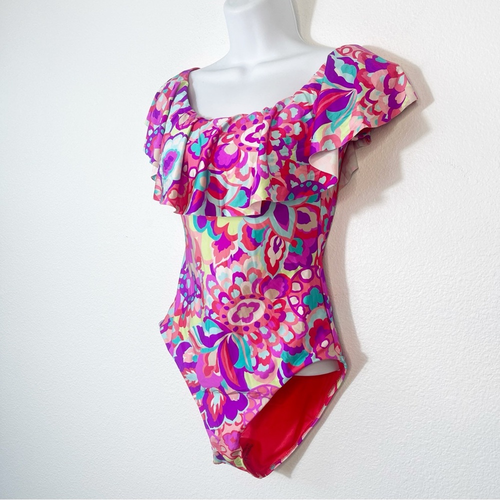 NEW Trina Turk Ruffle Off the Shoulder One Piece Swimsuit Size 6 - Picture 2 of 8